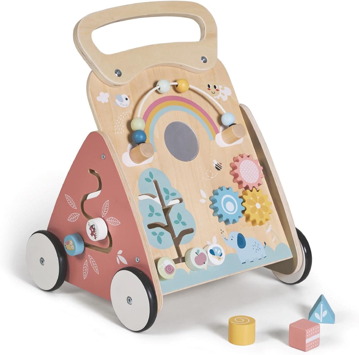 MS BabyWorld – Montessori Mimo – Andador de Madera para Bebé | Correpasillos con Juguetes y Actividades | Para Primeros Pasos | Desde +12 Meses
