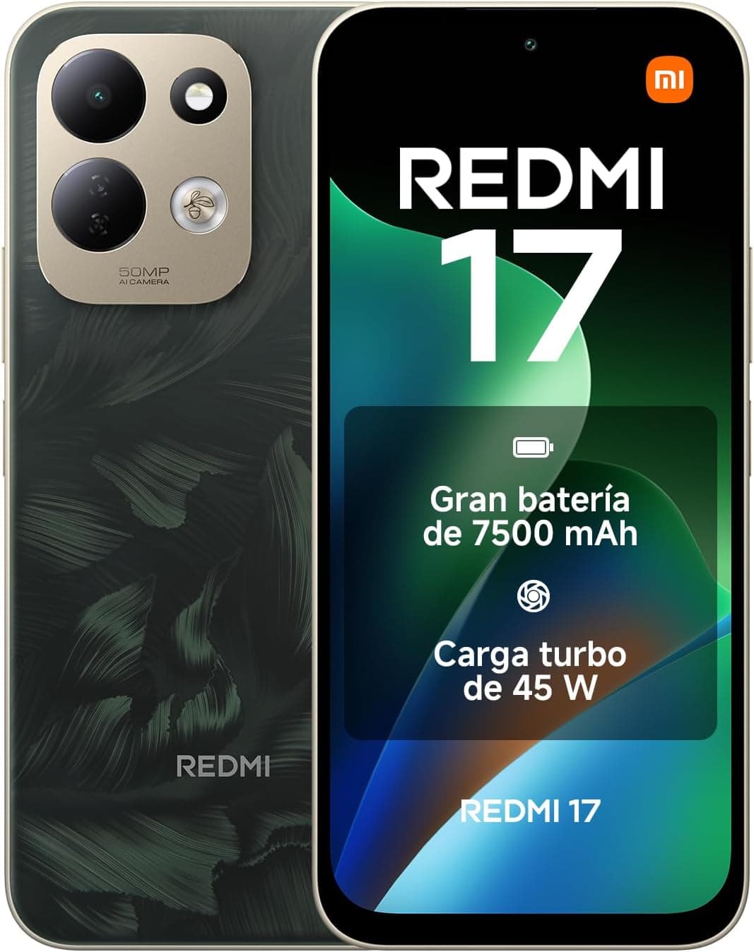 REDMI 17, 4+256GB, Verde Roble, 7500mAh, Carga 45 W