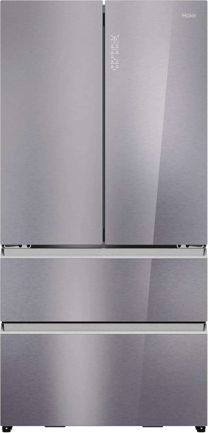 Haier FD 90 Series 7 HFR79F19EFGK - Frigorífico Puerta Francesa, Cajones DirectAccess, Motor Inverter, Fabricador Hielo, MyZone, HumidityZone, Total No Frost, 90x190cm, 703L, Daylight, Glass Inox Look