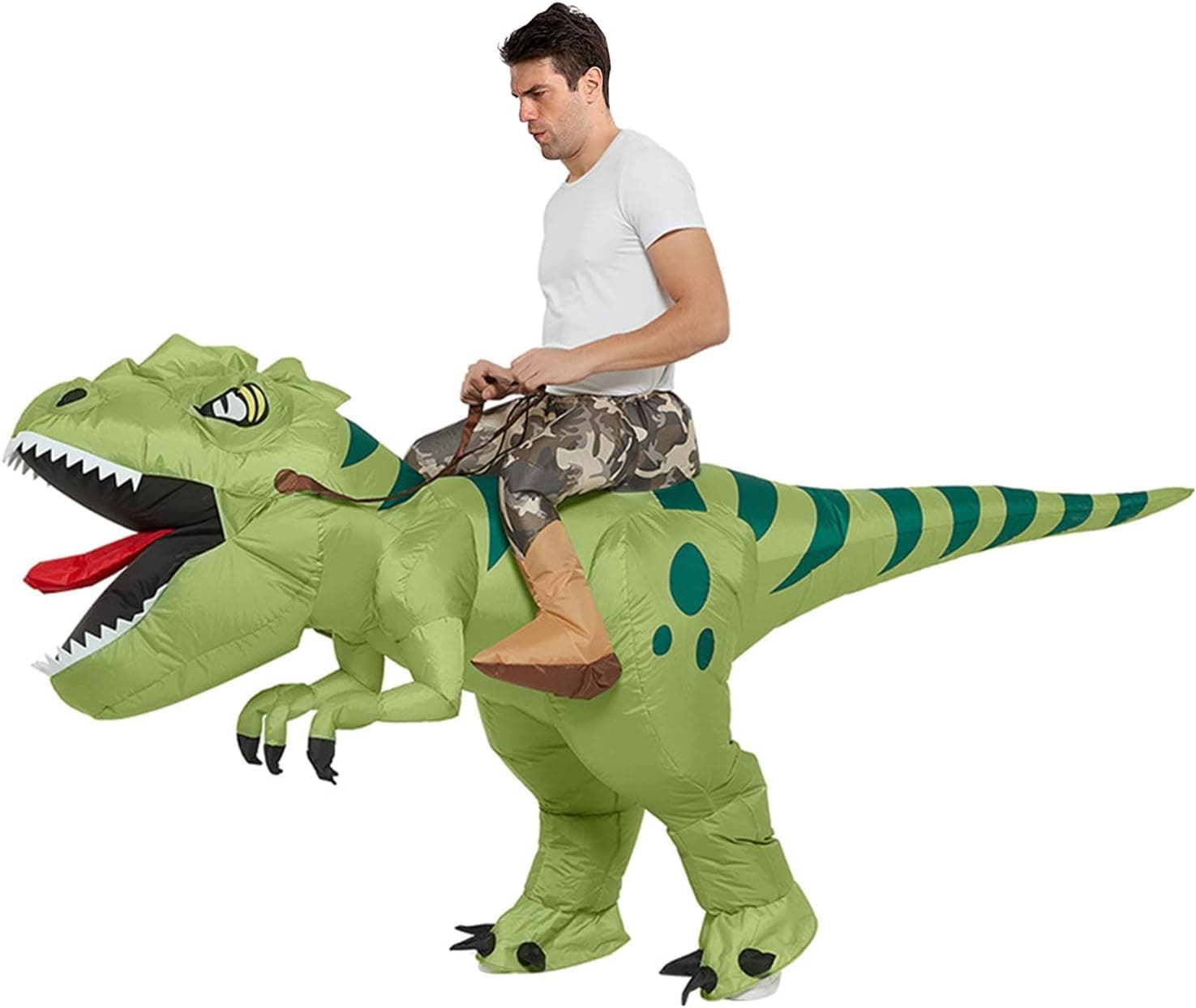 Disfraz de dinosaurio inflable divertido Dino Traje de senderismo Vestido de Halloween para Fiestas Halloween Cumpleaños Cosplay Unisex