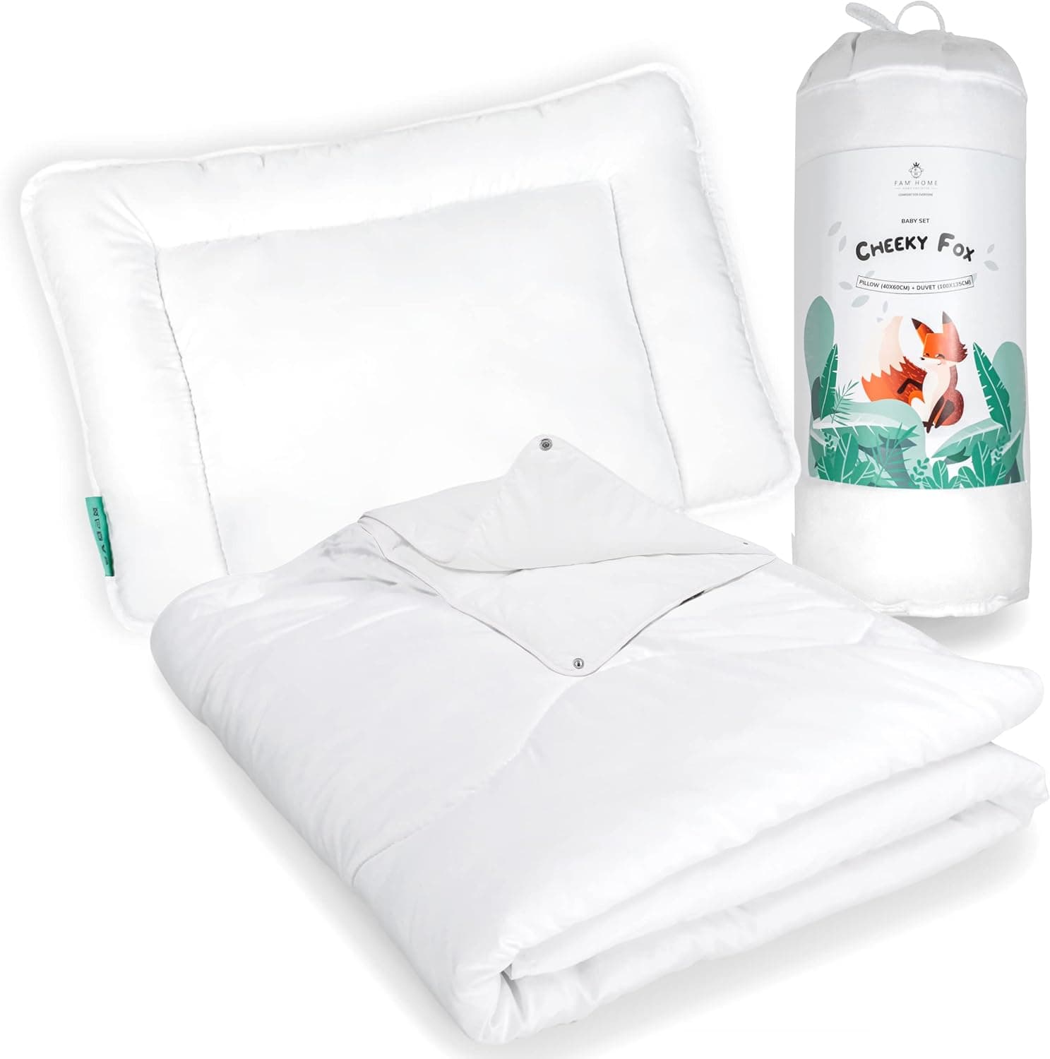 FAM Home Juego de Ropa de Cama Edredón para Bebé 100x135cm Almohada 40x60cm