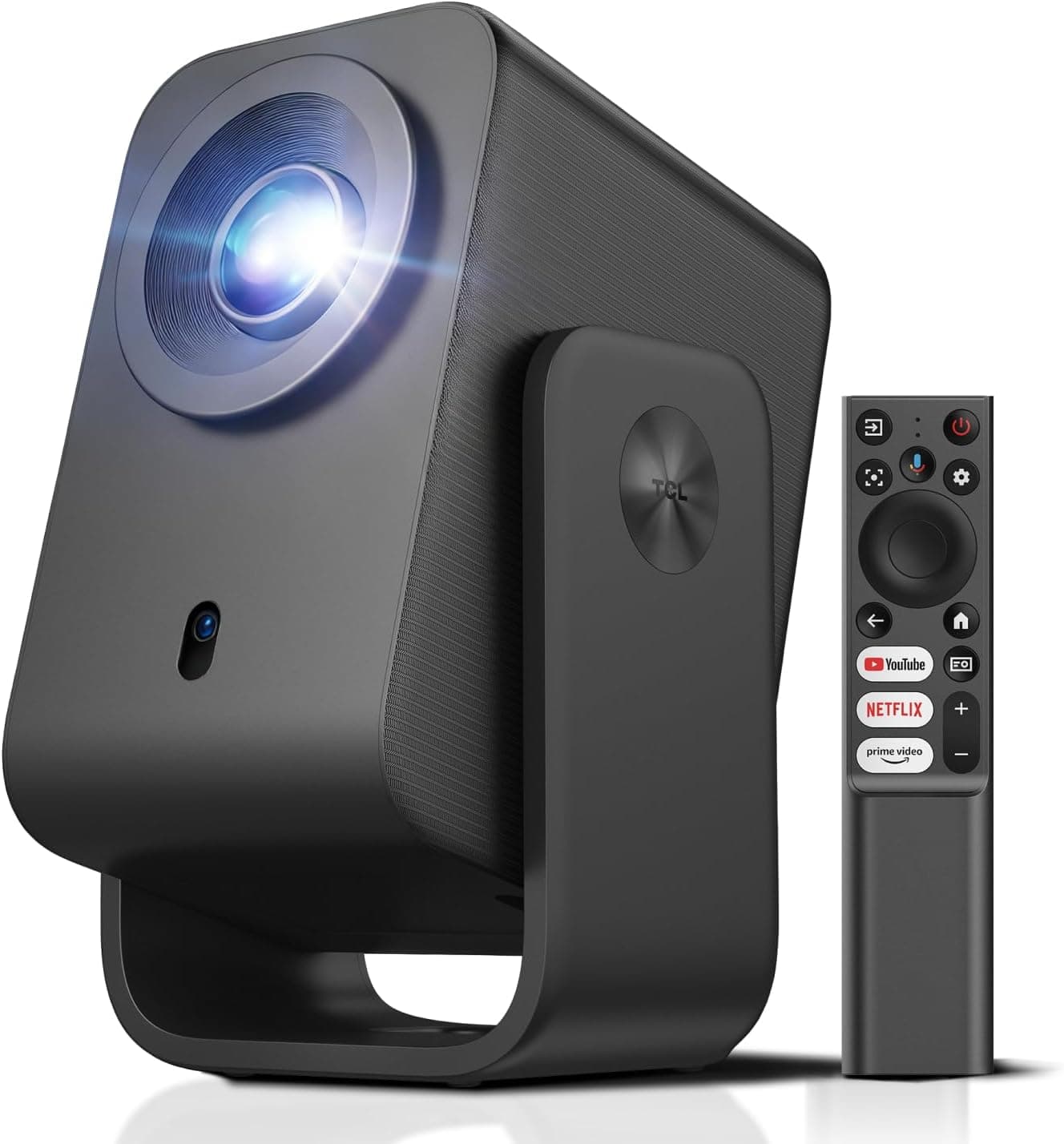 TCL C1 Proyector Portatil 4K Compatible, [GoogleTV/Netflix/APV Intégrées] Mini Proyector Full HD, Auto Focus y 6D Keystone, Dolby 8W, WiFi, Bluetooth, Ajustable a 285° para Cine en Casa, Habitacion