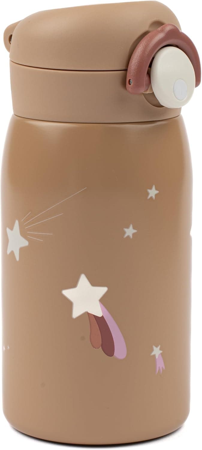 Fabelab Cantimplora para niños de 320 ml | Botellas infantiles con estrellas | Botella de acero inoxidable sin BPA | Botella escolar a prueba de fugas | Botella de agua para niños