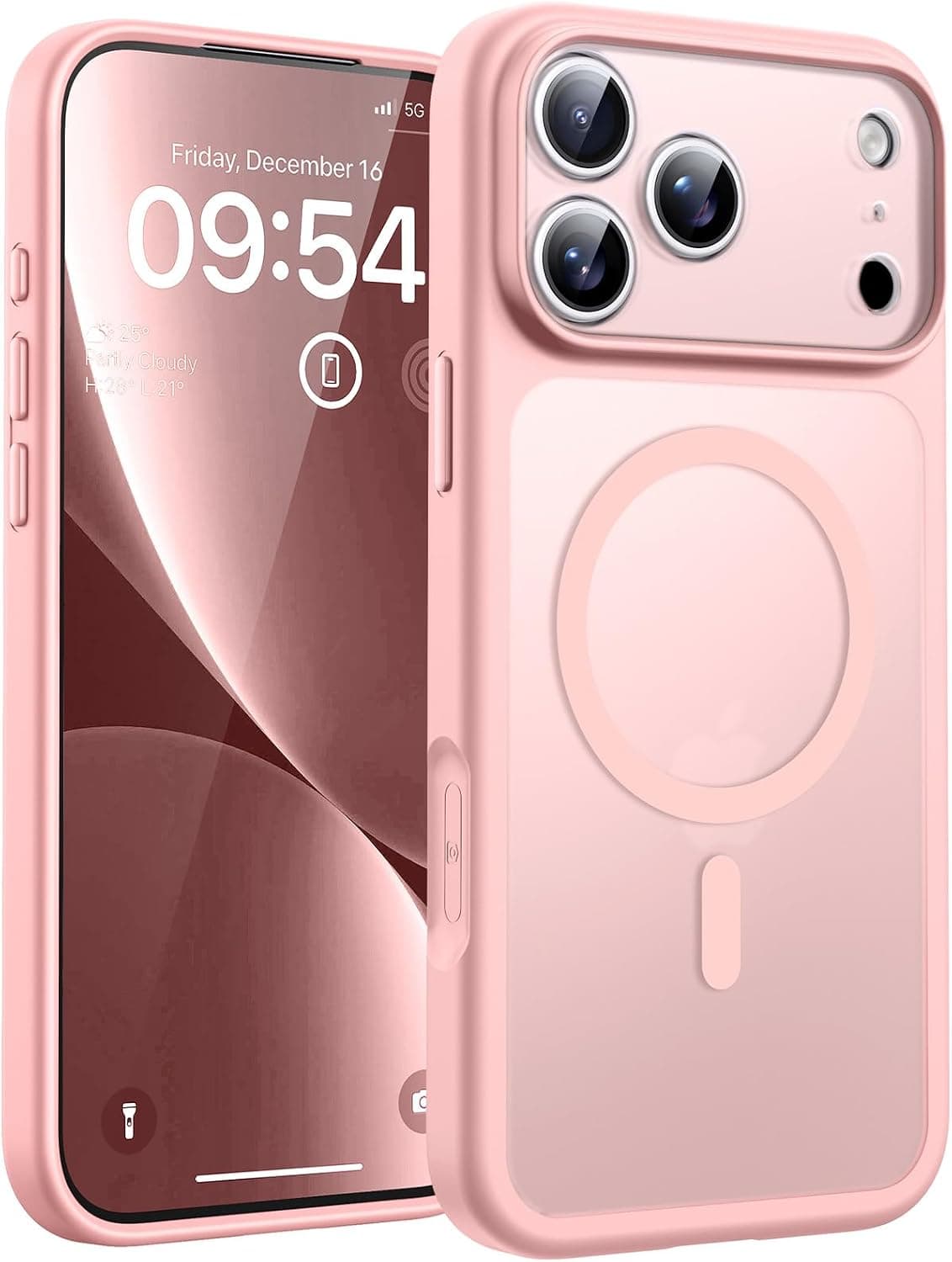 TOCOL Funda para iPhone 18 Pro MAX, Compatible con MagSafe, Rosa Claro