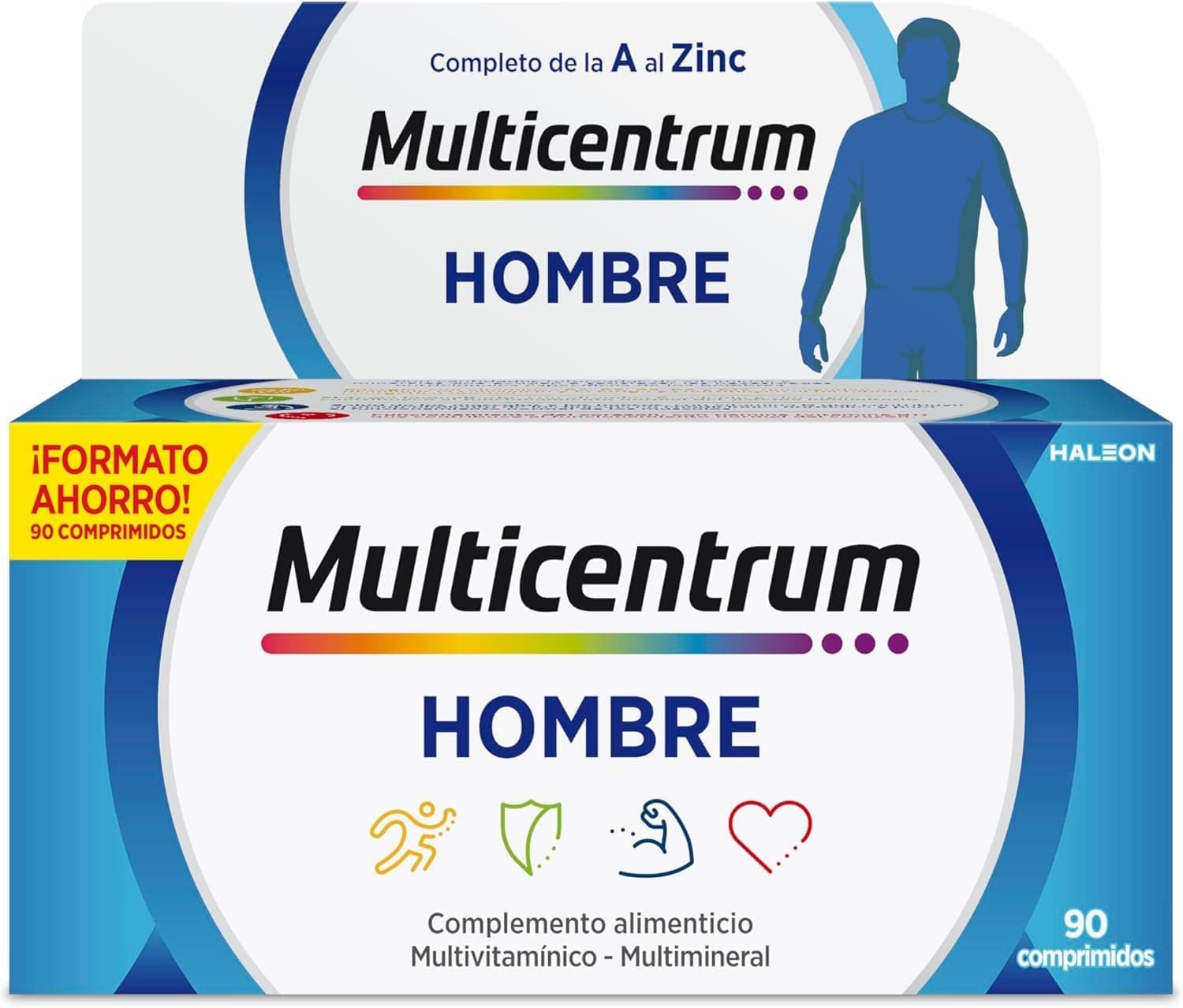 Multicentrum Hombre Multivitamínico Multimineral, Sin Gluten, 90 Comprimidos