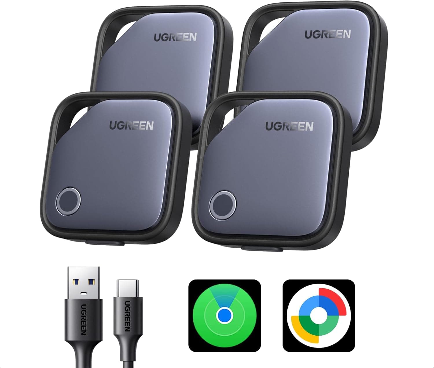 UGREEN FineTrack Duo Soporte iOS Find My o Android Find Hub 4 Piezas