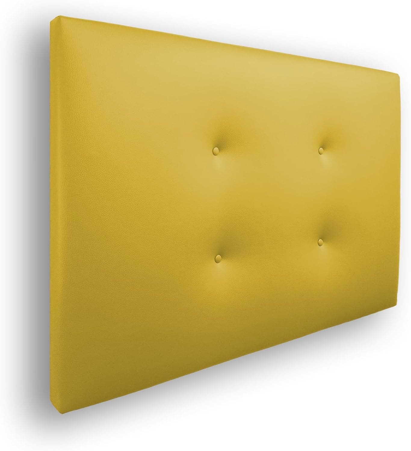Silcar Home - Cabecero de Cama Carlo 105 Amarillo - Estructura de Madera, Tapizado en Polipiel, Diseño Moderno con Dos hileras Botones, Fácil Instalación - Polipiel Amarillo, 105 cm