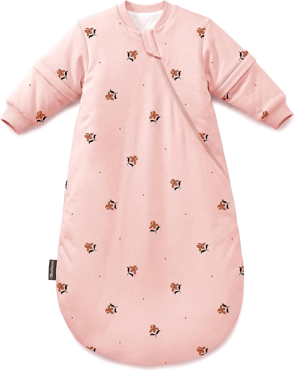 Mosebears Saco Dormir Bebe Invierno TOG 2.5 con Mangas Desmontables,Pink, 0-6 Meses