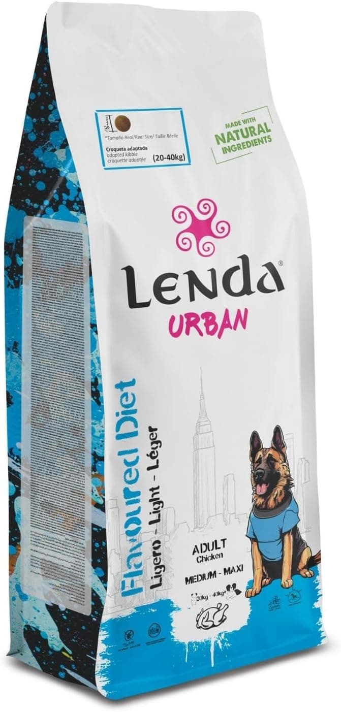 Lenda Urban Flavoured Diet 15 kg Light - Pienso para Perros Razas Grandes Bajo en Grasa - Comida para Articulaciones Fuertes con Condroprotectores Glucosamina Condroitina y Aceite de Omega 3