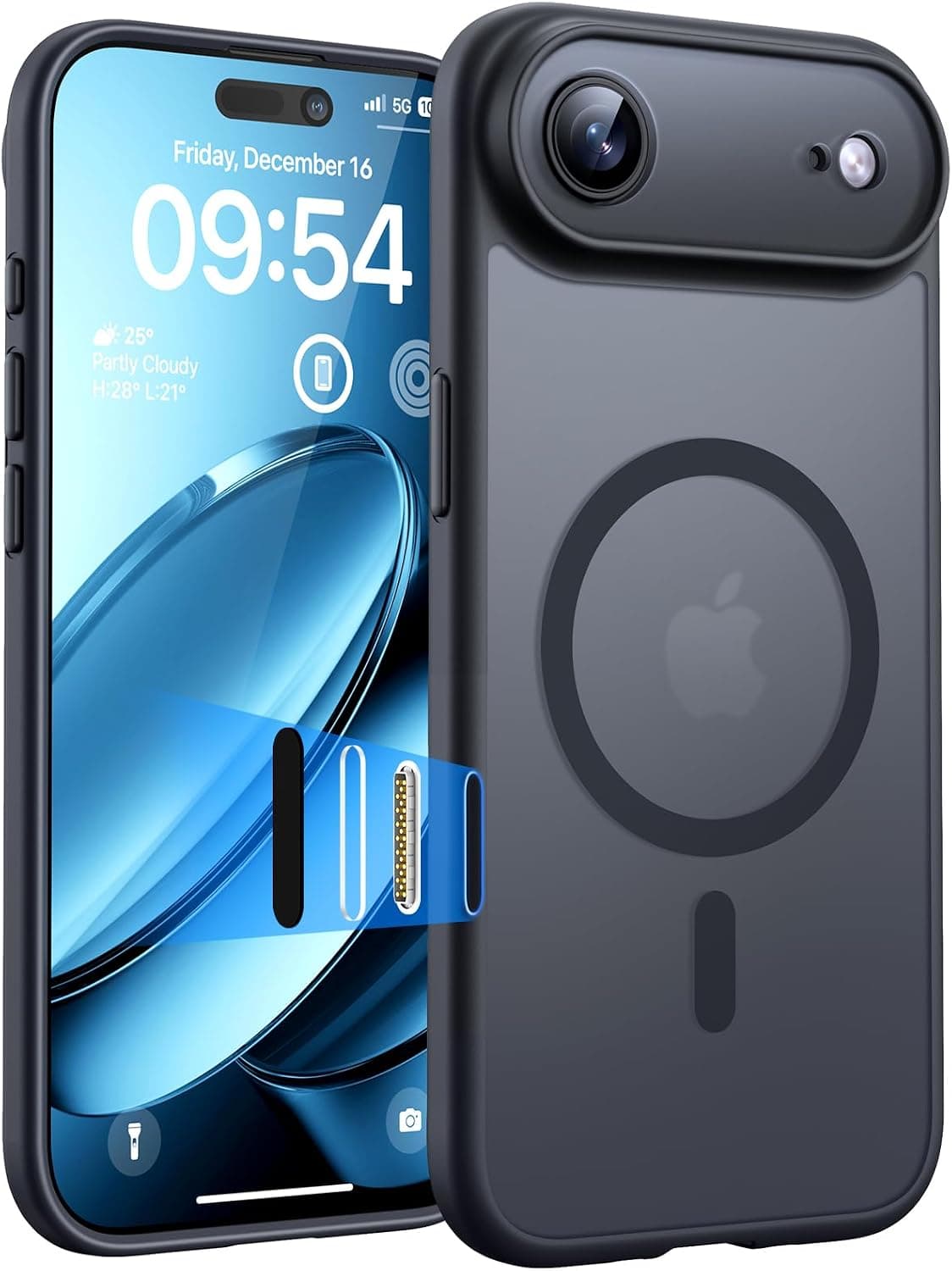 TOCOL Funda para iPhone Air, Compatible con MagSafe, Botón Negro