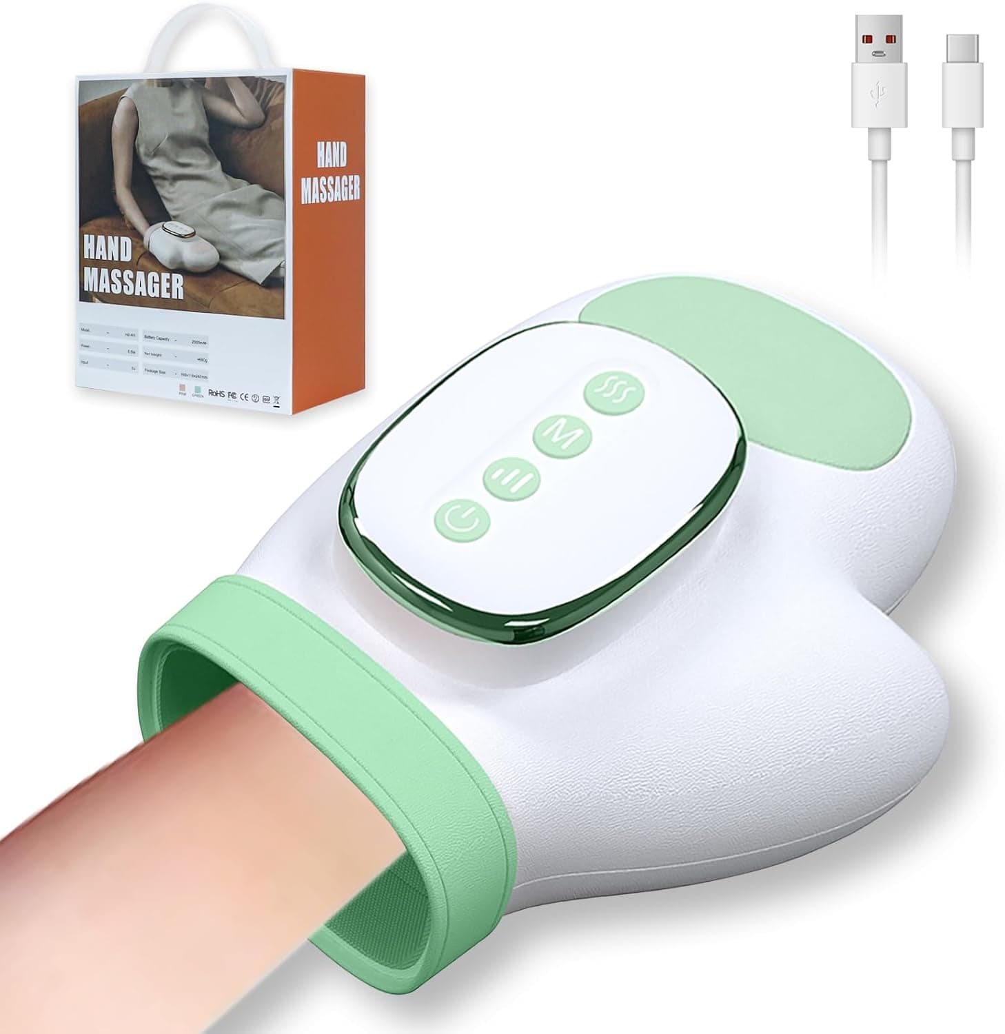 Masajeador de Manos Eléctricos Inalámbrico con Calor y Compresión, Masaje Dedos, Muñecas y Palma, Máquina de Masaje de Muñeca, Masajeador de Muñeca Recargable, Regalo para Hombres y Mujeres