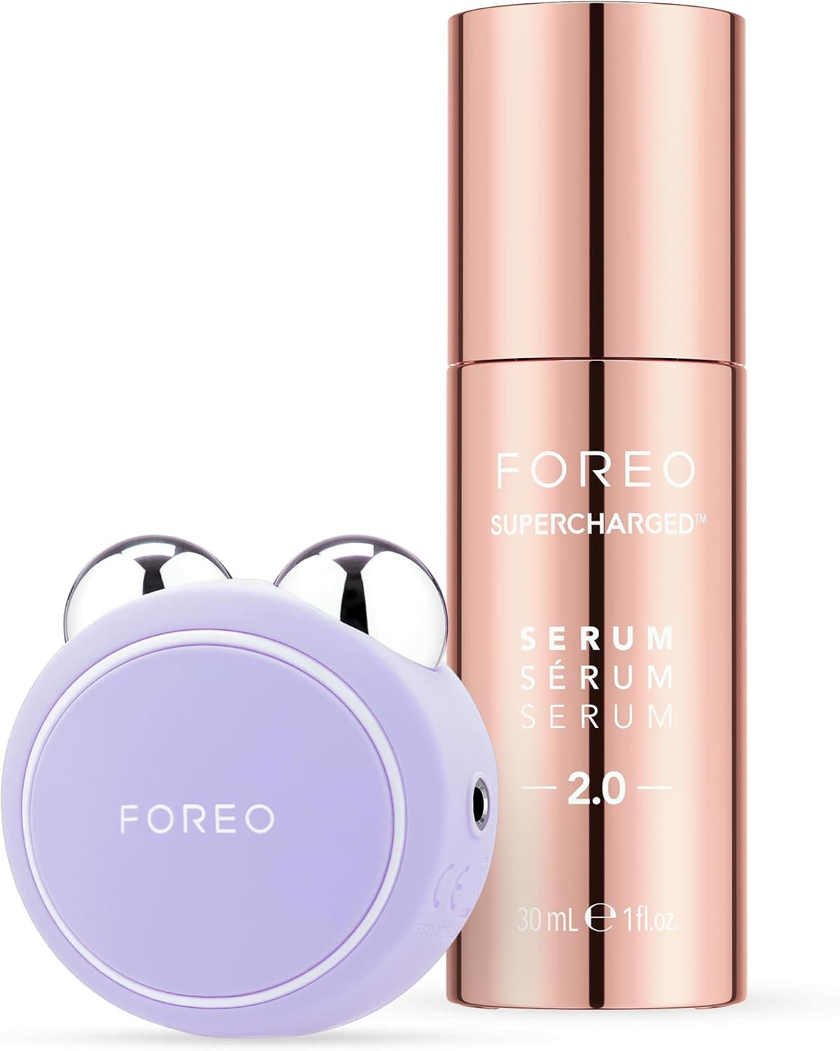 FOREO BEAR mini Lavender + Serum Sérum Serum 30 ml | Dispositivo lifting facial con microcorrientes | Reductor de papada | Masajeador facial | Regalos para mujer | Set de regalo