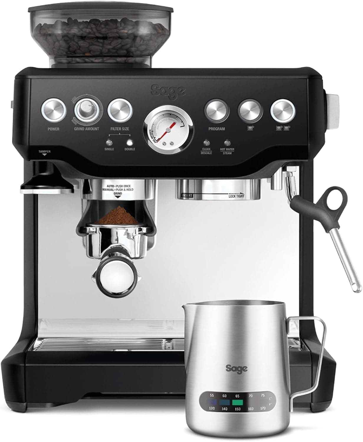 Sage Barista Express, Cafetera con Molinillo Integrado, Trufa Negra