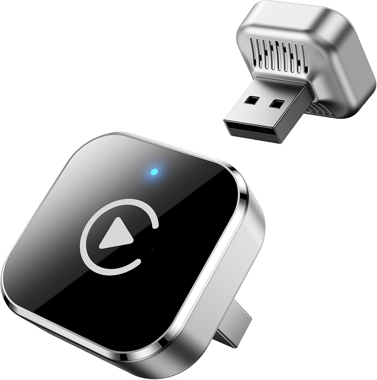 Adaptador CarPlay Inalámbrico para Coche, Mini Convertidor 2-in-1 de CarPlay y Android Auto Inalámbrico, de Cable a Inalámbrico, Plug & Play USB/USB-C, WiFi de Doble Banda, Conexión Automática Rápida