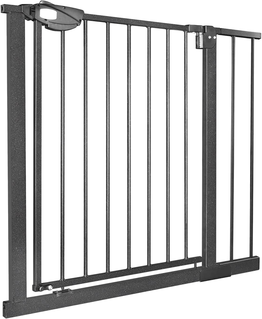 Aufun Barrera de Seguridad para escaleras sin taladrar, Barrera con Cierre a presión, Cierre automático, Extensible con extensión separada, Ancho 85-95 cm, Rejilla metálica (Negro)