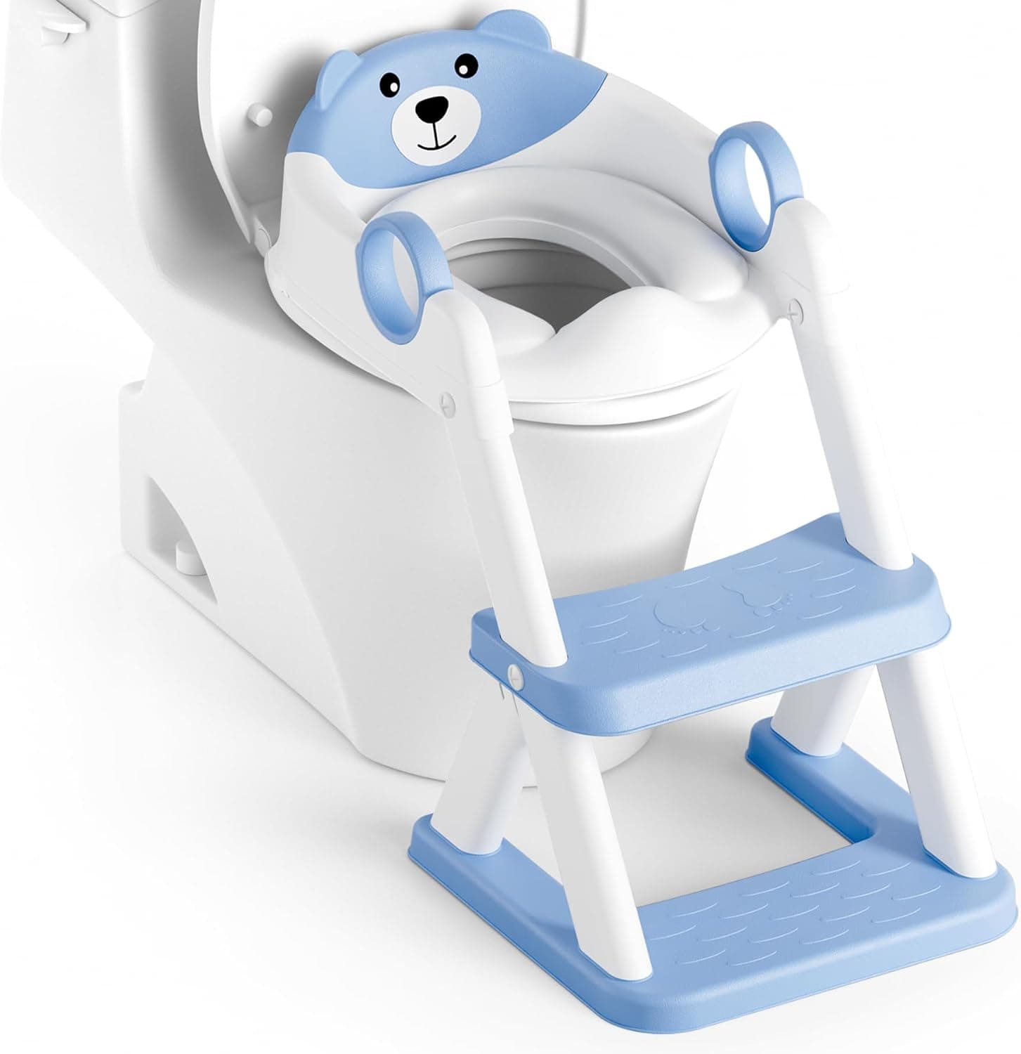 Adaptador WC Niños, Plegable Portatil Infantil Asiento Inodoro, Inodoro de Entrenamiento 2 en 1 para Niños, Cojín Antideslizante y Antisalpicaduras, Taburete de Escalera
