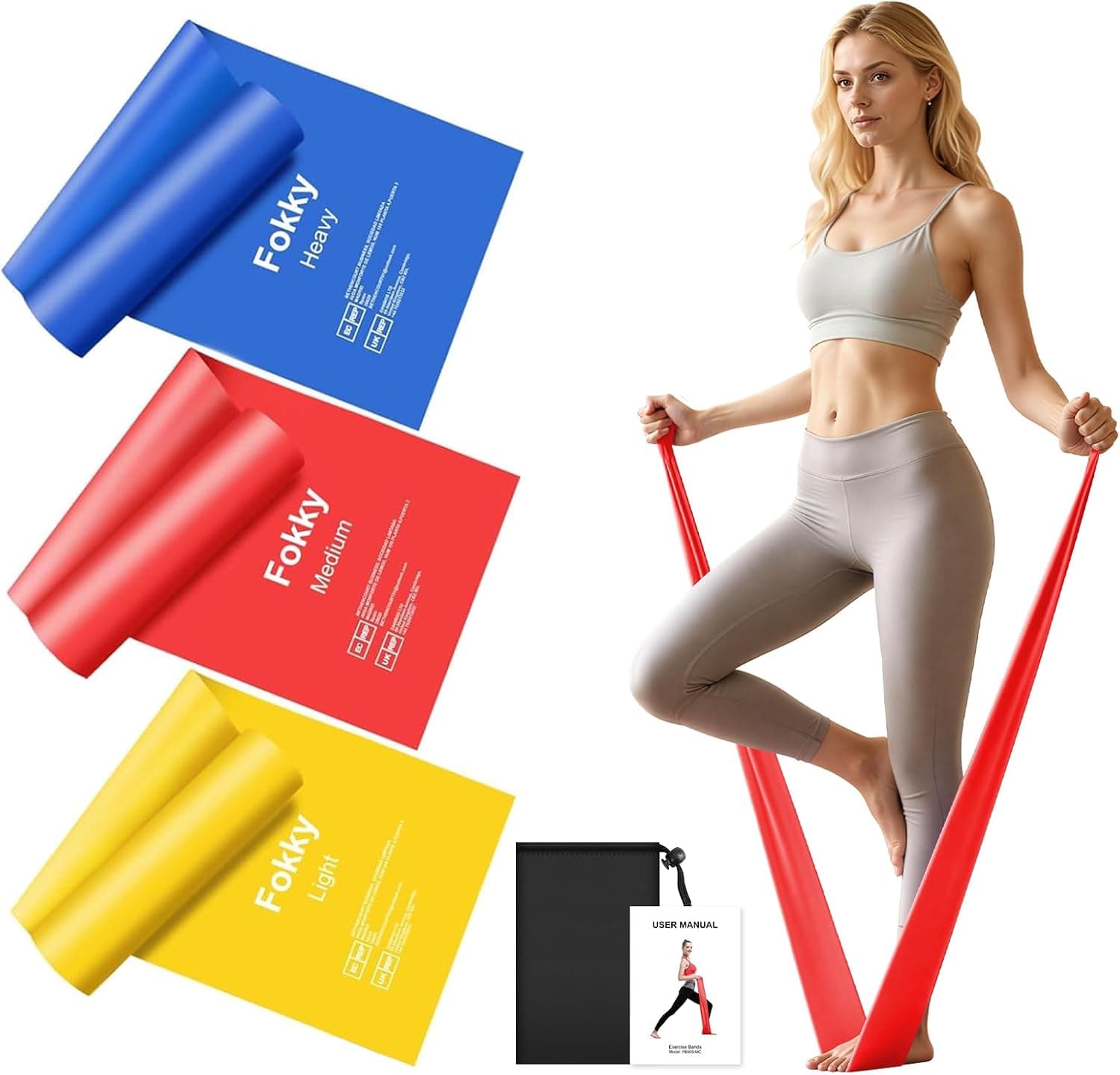 Fokky Gomas Elasticas Musculacion [Set of 3], 8-65LBS Bandas Elasticas
