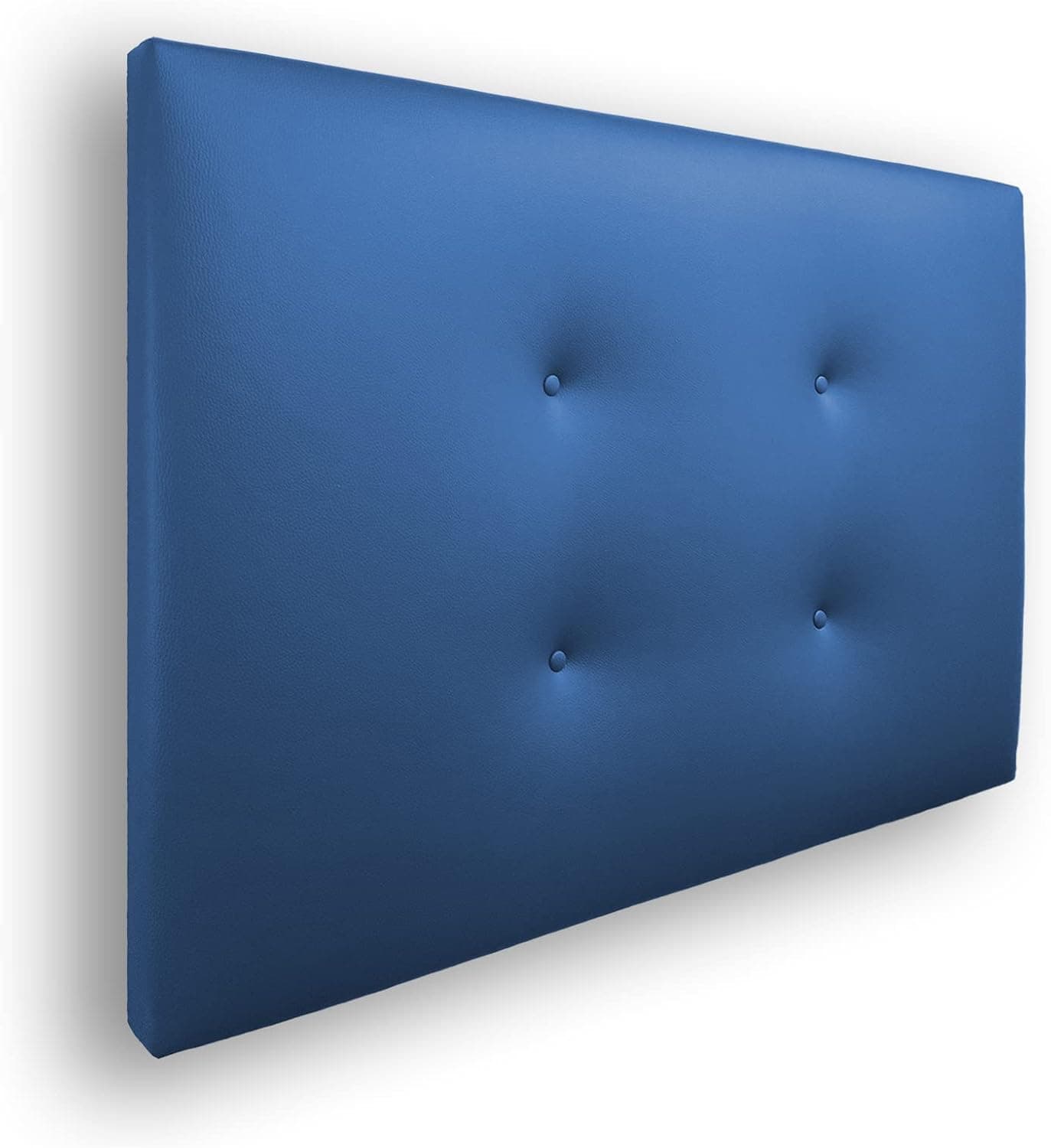 Silcar Home - Cabecero de Cama Carlo 105 Azul - Estructura de Madera, Tapizado en Polipiel, Diseño Moderno con Dos hileras Botones, Fácil Instalación - Polipiel Azul, 105 cm