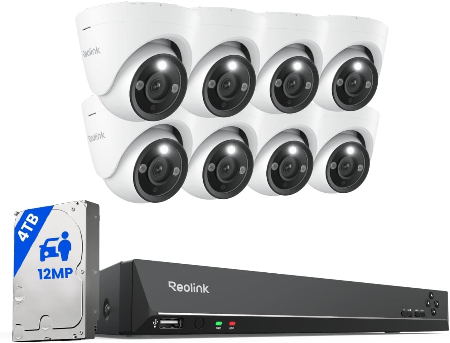 Reolink Sistema de Cámaras CCTV para Exteriores 12MP PoE, RLK16-1200D8-A