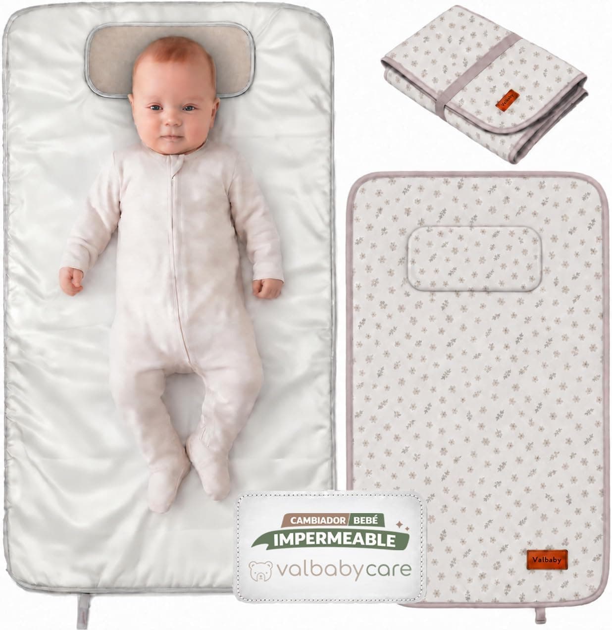 Cambiador Bebe Portatil Plegable Impermeable Acolchado Valbabycare
