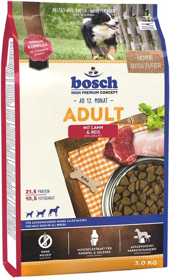 bosch HPC Adult con cordero y arroz | Alimento seco para perros adultos de todas las razas | 1 x 3 kg