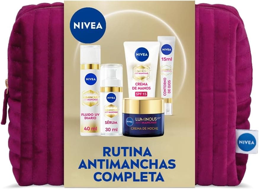 NIVEA Cellular Luminous630 - Pack de Regalo Tratamiento Completo Antimanchas - Día 40 ml, Noche 50 ml, Sérum 30 ml, Contorno de Ojos 15 ml y Manos 50 ml - Todo Tipo de Piel