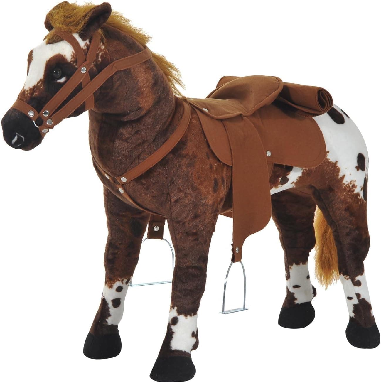 HOMCOM Caballo de Juguete Niños + 2 Años con Sonidos 85x28x60 cm Marrón