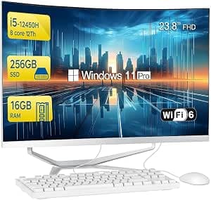 Ordenador Todo-en-Uno Curvado 23,8" | Intel Core i5 8 Núcleos | 16GB RAM + 256GB SSD | Windows 11 Pro | All in One PC AIO para Oficina y Hogar(Panel Curvado)