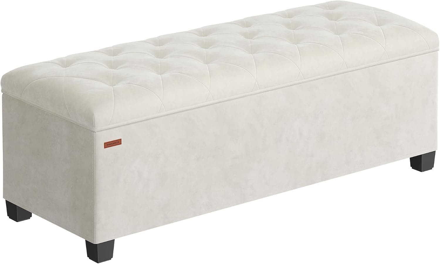 SONGMICS Puff Almacenaje, Baúl con Patas, 110 x 40 x 40 cm, Soporta 300 kg