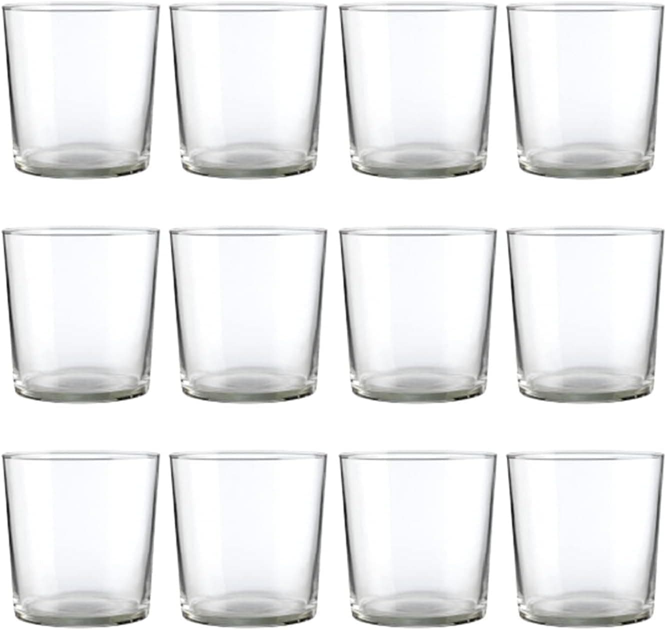 Acan Tradineur - Caja de 12 Vasos Modelo Pinta - Capacidad de 355 ML - Fabricado en Vidrio Resistente - Apto para lavavajillas - Tamaño Aprox: Ø 8,3 x 8,8 cm - 12 Uds Total.