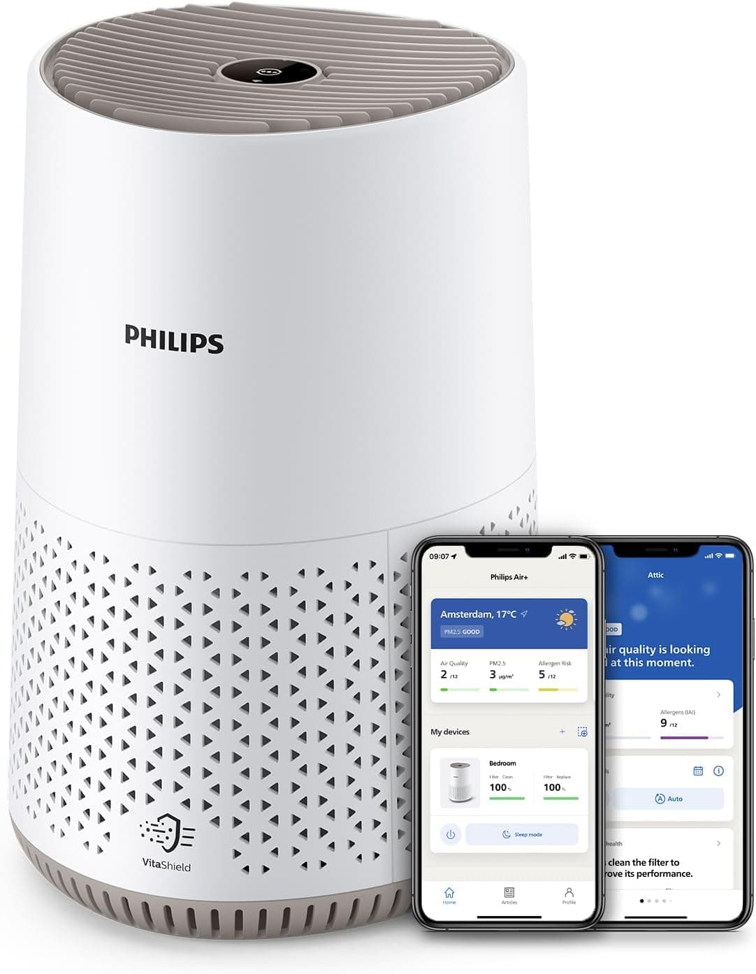 Philips 600i Purificador de Aire HEPA, 44 m², Ultrasilencioso 19dB*, Blanco