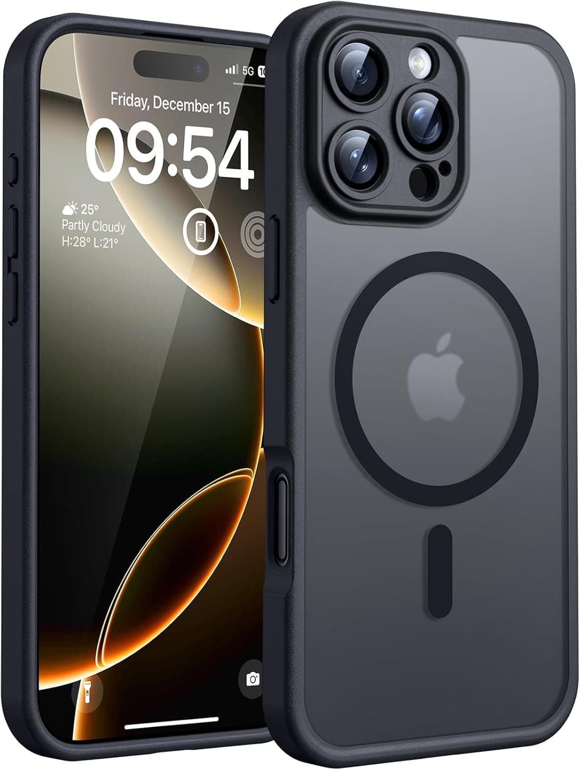 TOCOL Funda para iPhone 16 Pro, Compatible con MagSafe, Titanio Negro
