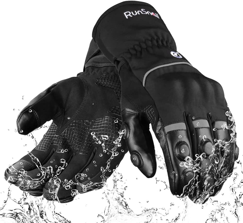 2KP CE Guantes de Moto Invierno para Hombre y Mujer, Guantes Moto Impermeables Prueba Viento Cálidos Guantes Motociclista con Puño Largo y Protección Dura en Los Nudillos Guantes Pantalla Táctil