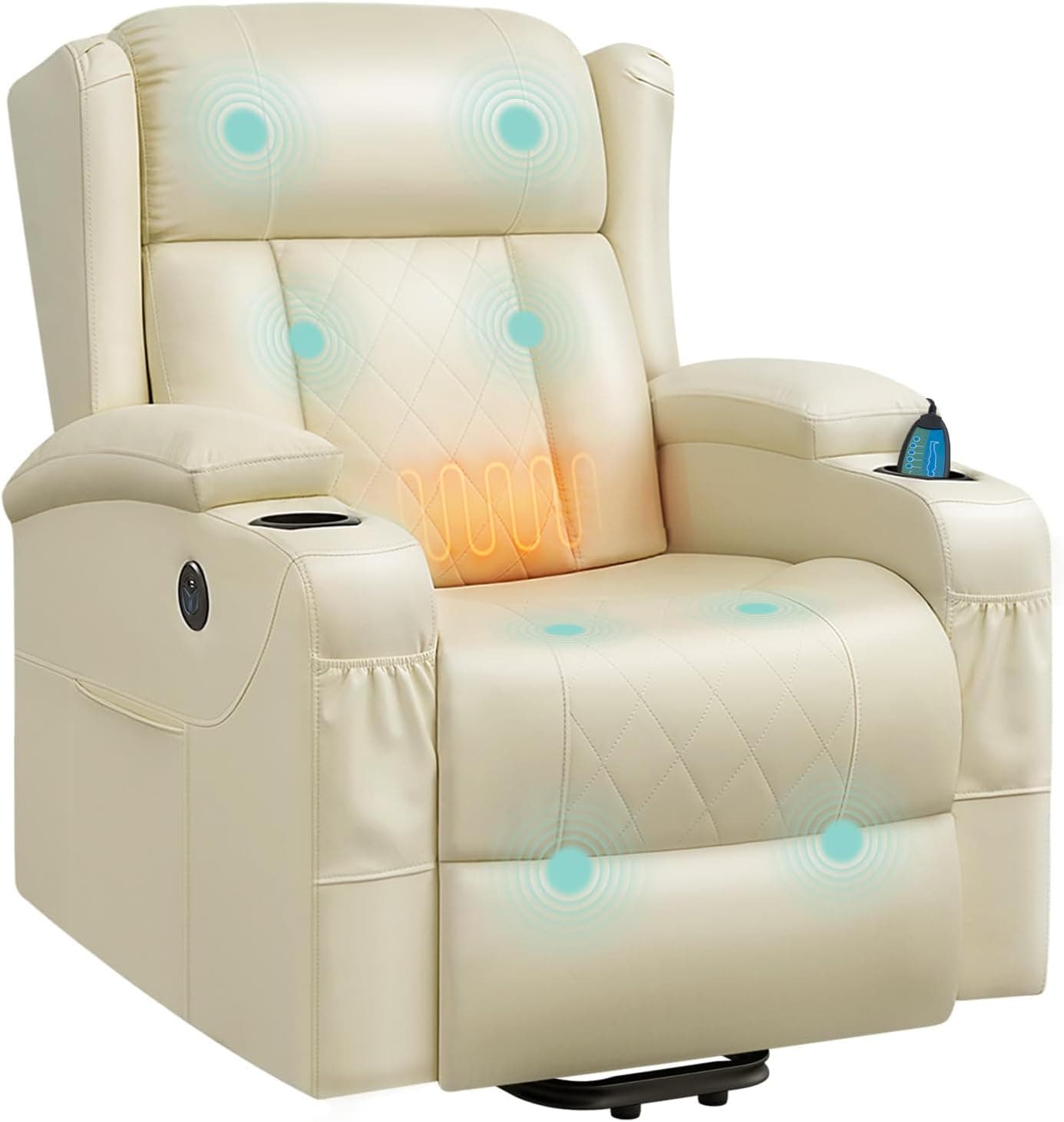 WOLTU Sillón Reclinable Eléctrico de Masaje, PU, Beige