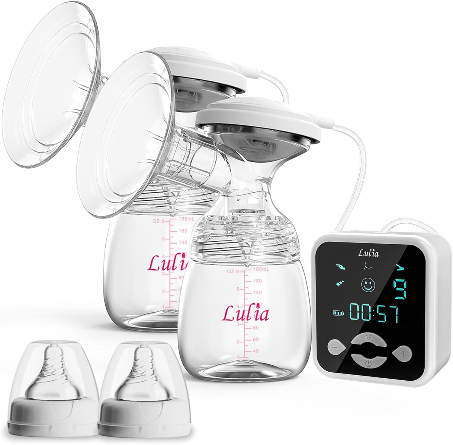 Lulia Sacaleches Eléctrico Portátil,Doble Extractor de Leche Recargable con 4 Modos y 9 Niveles de Succión,Sacaleches sin BPA para viajes y hogar
