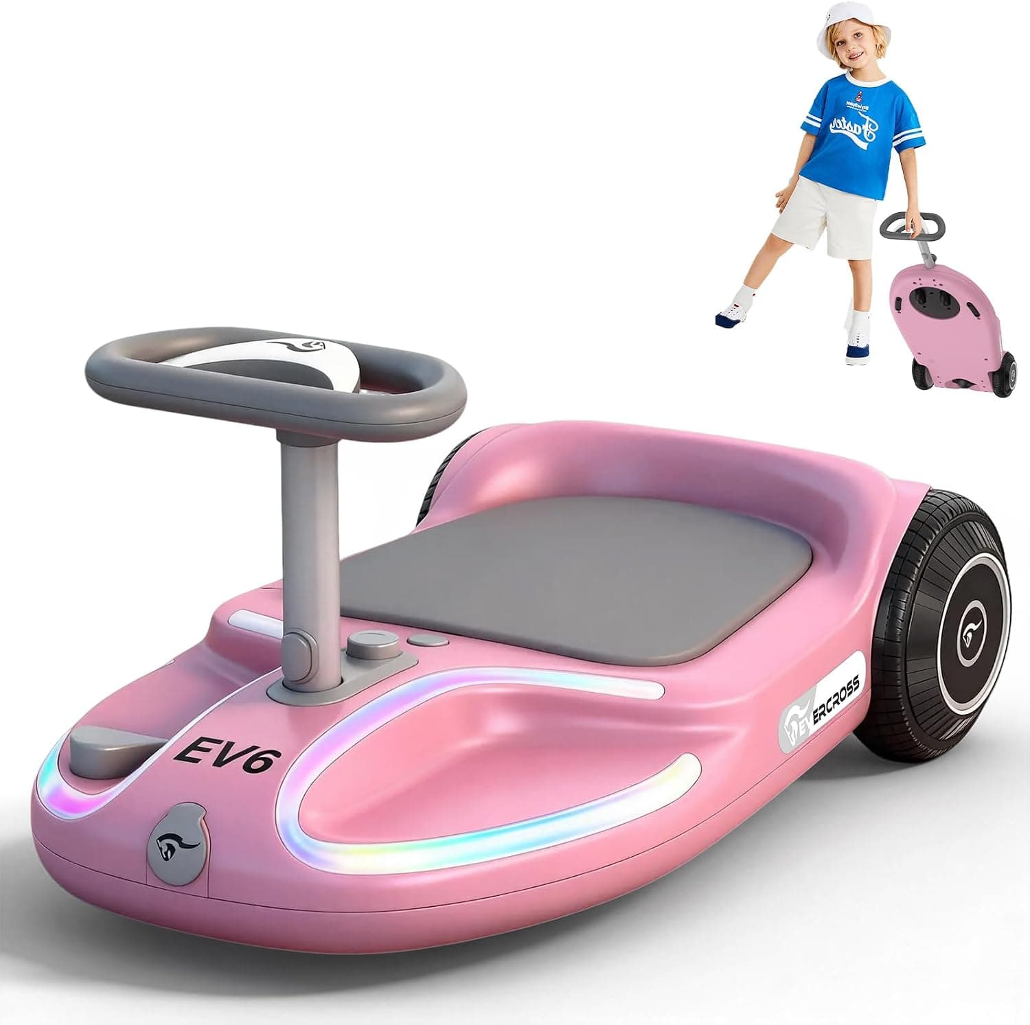 EVERCROSS EV6 Coche Electrico para Niños, 4 en 1 con Música Bluetooth
