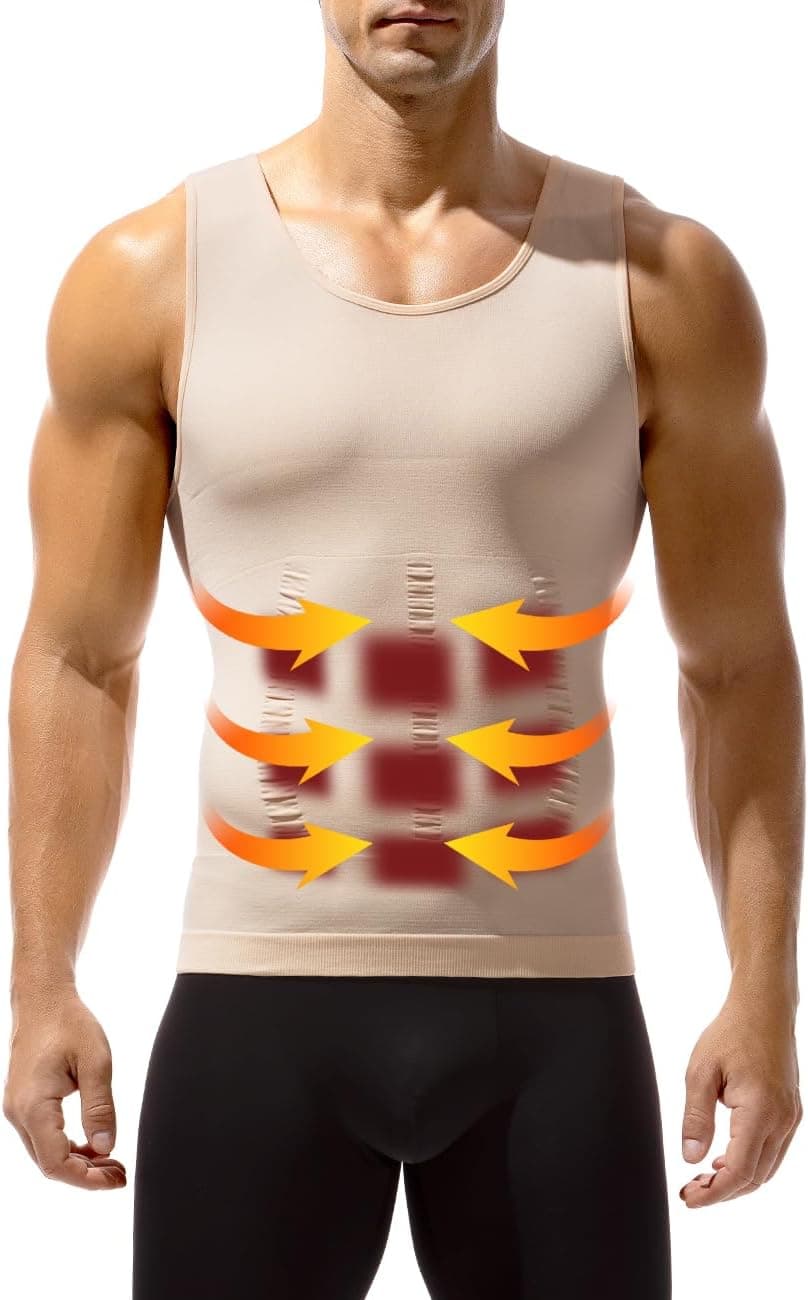 Casey Kevin Faja Chaleco Hombre, Camiseta Reductora Compresión, Camisa de Compresión Slim para Hombres, Alta Elasticidad Body Shaper Chaleco(Tamaño: S-XXL)