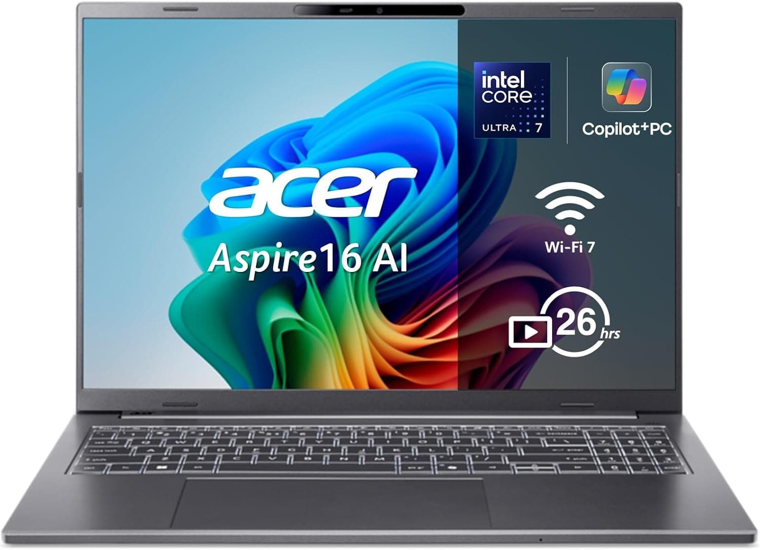 Acer Aspire 16 AI Copilot+ PC, Portátil 16", Core Ultra 7, 32GB RAM, 512GB SSD