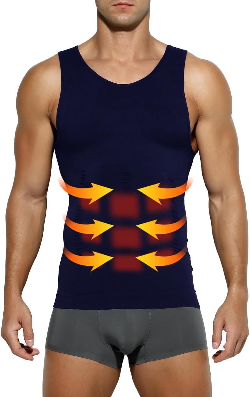 Casey Kevin Faja Chaleco Hombre, Camiseta Reductora Compresión, Camisa de Compresión Slim para Hombres, Alta Elasticidad Body Shaper Chaleco(Tamaño: S-XXL)