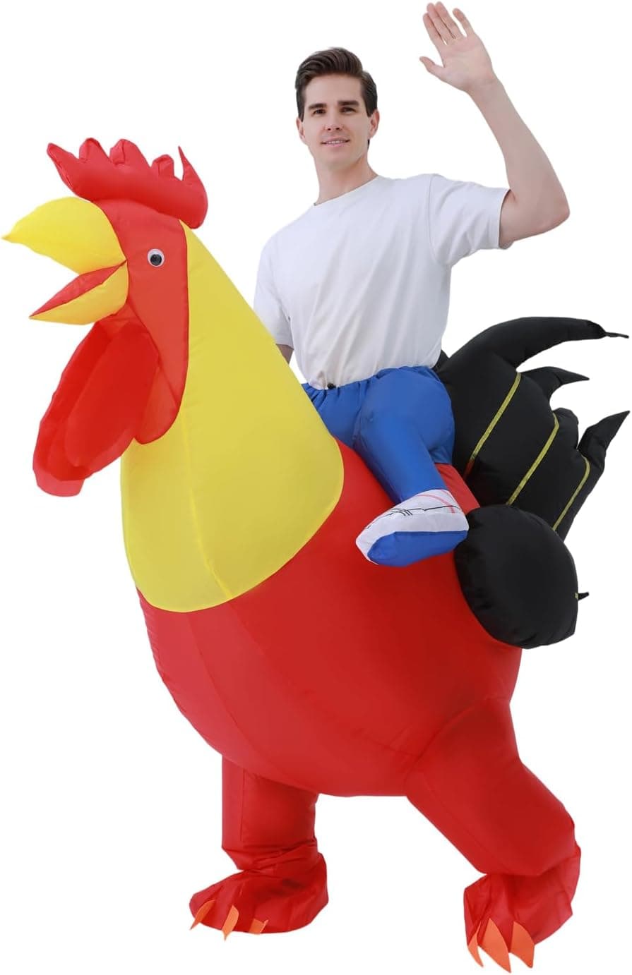 Disfraz inflable para adultos, disfraz inflable de pollo para hombres y mujeres, disfraz de gallo inflable, disfraz divertido para Halloween, Navidad, fiesta de carnaval