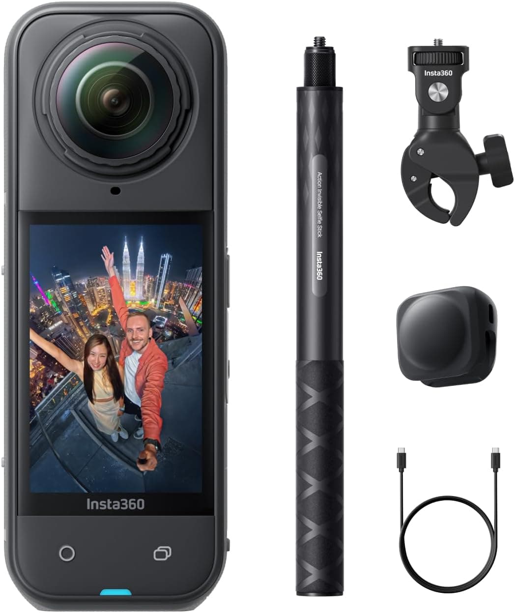 Insta360 X5 Paquete Motero - Cámara 8K 360° Impermeable, Lente Dura y reemplazable, batería de 3 Horas, Audio Claro, estabilización, Efecto Selfie Stick Invisible, líder con Poca luz