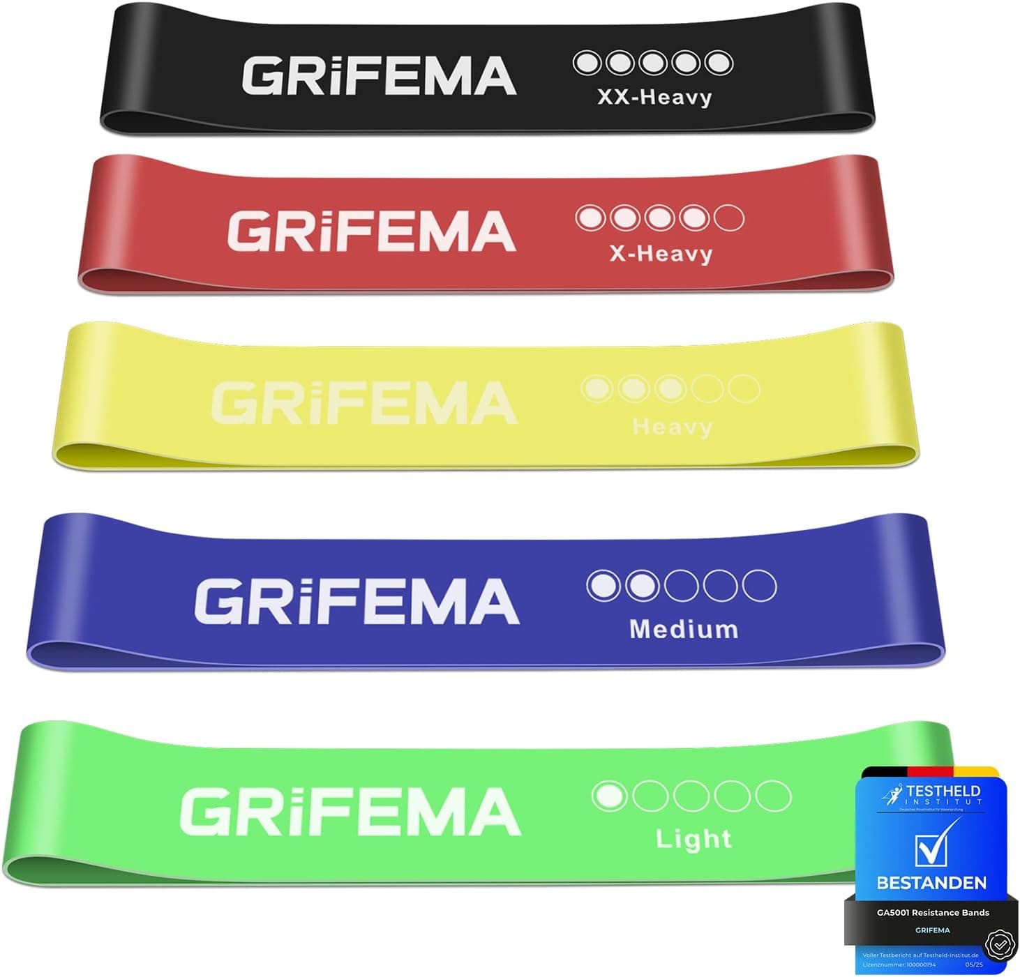 GRIFEMA GA5001 Gomas Elásticas Musculación 5 Niveles – Yoga, Pilates