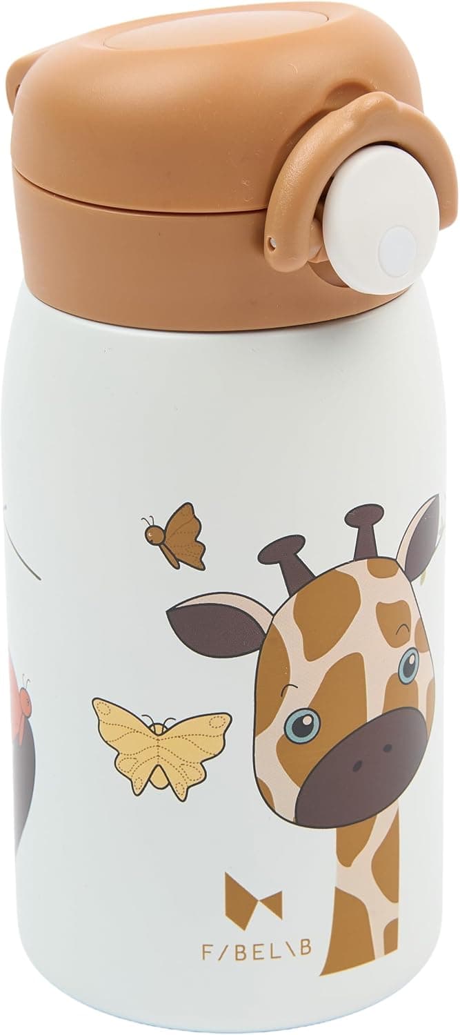 Fabelab Botella Niños 320 ml | Motivo Jirafa | Acero Inox Sin BPA | Escuela Sin Fugas | Botella de Agua