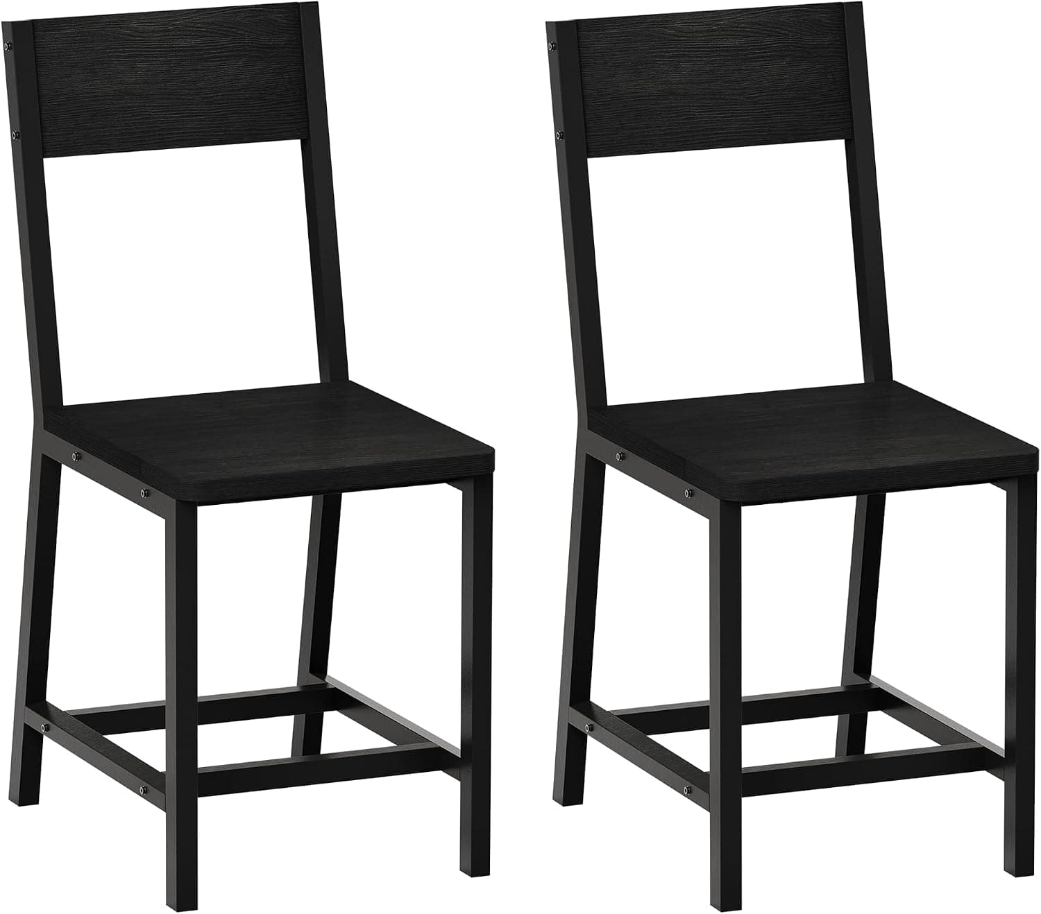 YOUDENOVA Sillas de Comedor Juego de 2, Estructura de Metal Resistente, Sillas de Cocina con Respaldo, para Comedor, Cocina y Salón, hasta 150 kg, Negro Madera