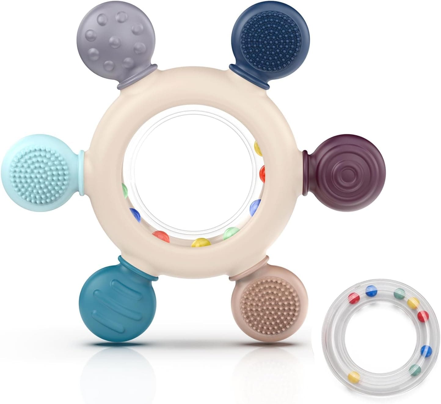 akolik Mordedor Bebe, Sonajero de Silicona para Bebé, Juguete de Dentición de Remo, Juguete Agarrar, Accesorio de Enfermería para Dentición sin BPA para Bebés de más de 0 3 6 9 Meses