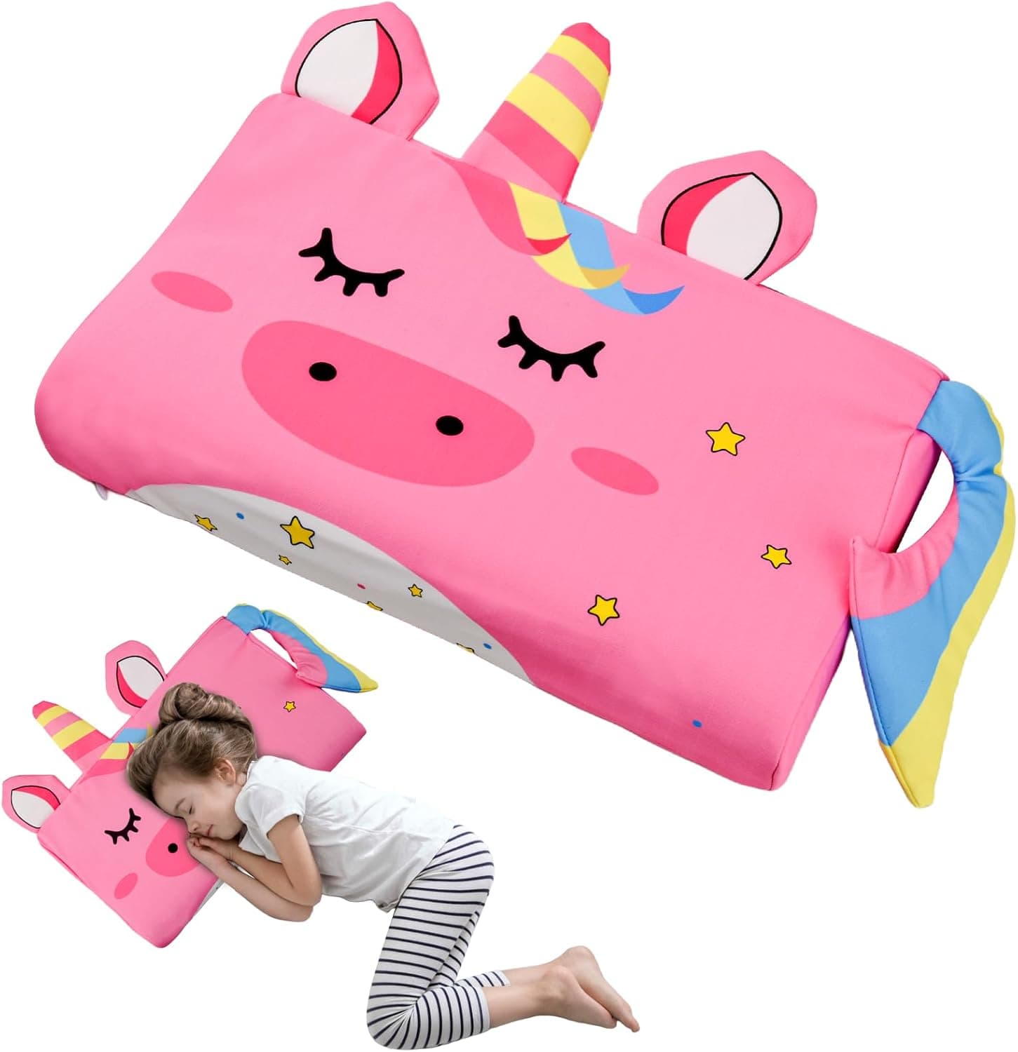 Almohada para Niños, Almohada Bebe, Cojin Bebe con, Almohada Infantil con Funda, Diseño Ergonómico, Transpirable, Hipoalergénico, Ideal para Niños de 3 a 12 Años