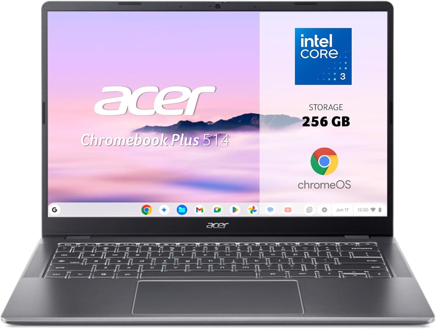 Acer Chromebook Plus, Portátil 14" WUXGA, Intel 3 N355, 8GB RAM, 256 GB SSD