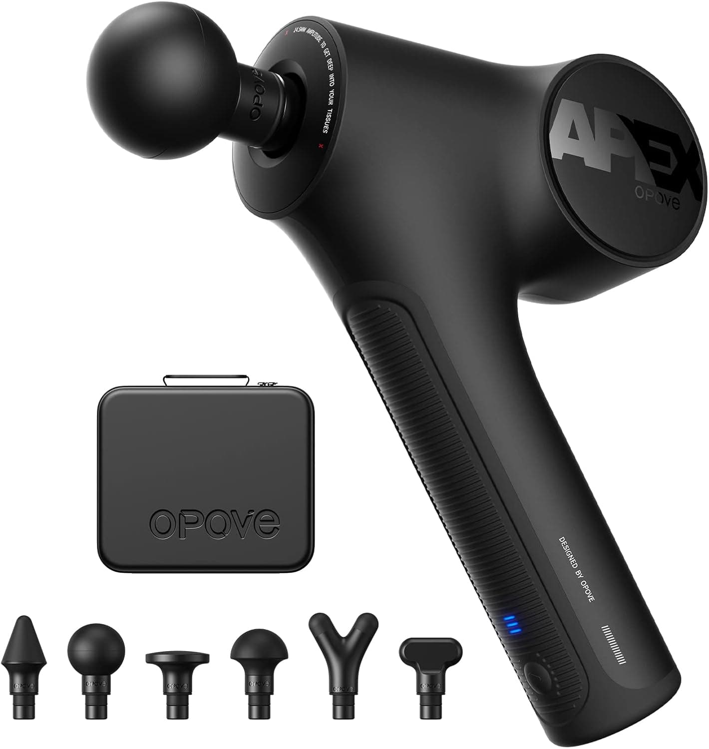 Opove Pistola de Masaje Muscular 14,5 mm, Pistola Masajeadora Muscular con diseño ergonómico, Adecuado para la relajación muscular del cuello, la espalda, los hombros y las piernas, Apex Negro