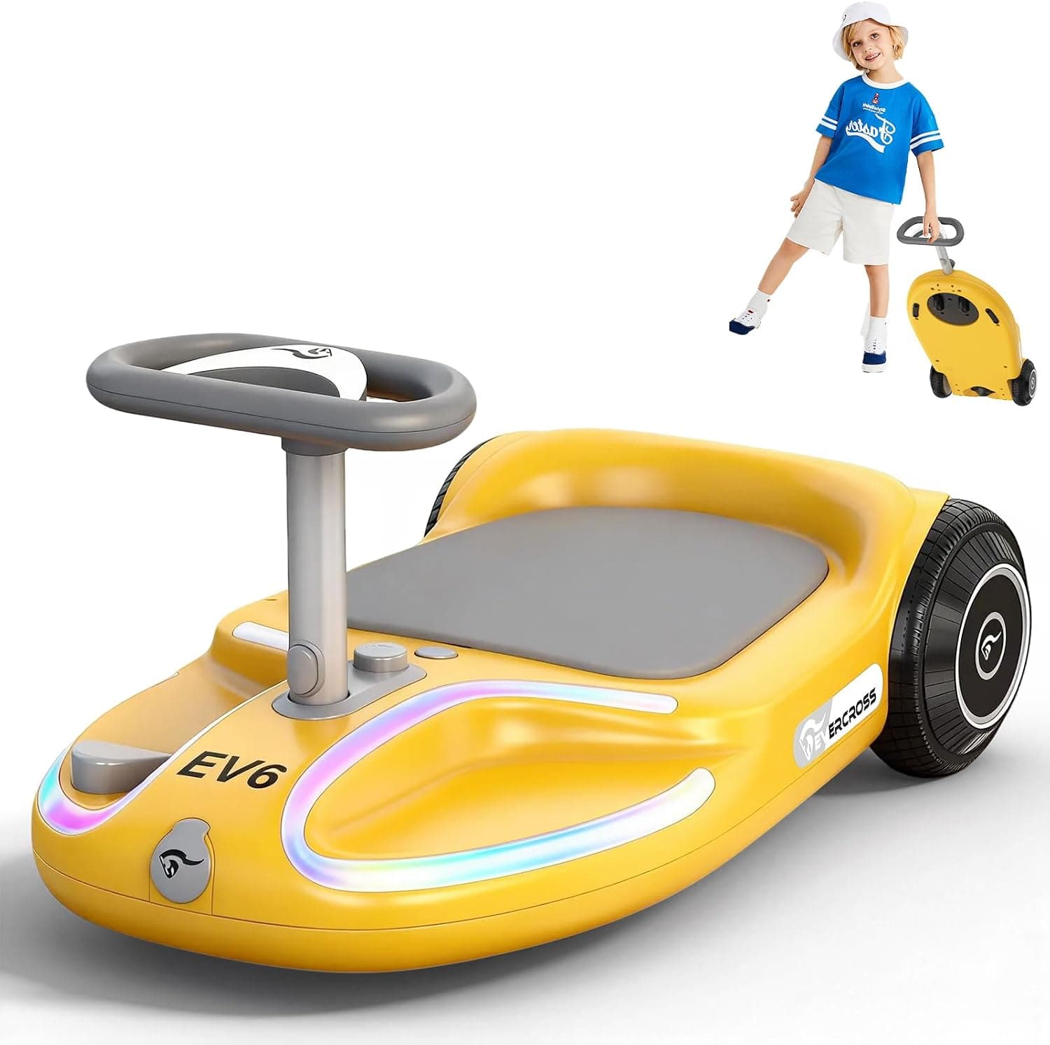 EVERCROSS EV6 Coche Electrico para Niños, 4 en 1 con Música Bluetooth