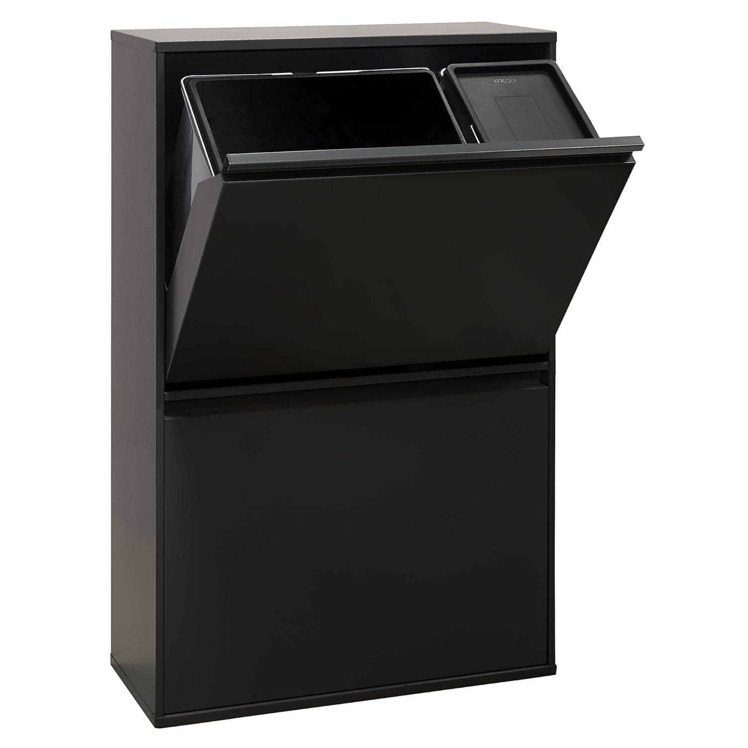 ARREGUI Basic CR606-B2 Cubo de Basura y Reciclaje de 4 Compartimentos | 23+11+17+17 L (68 L) | con Cubetas para Envases y Orgánico | Cubos de Basura de Cocina | Contenedores de Reciclaje | negro